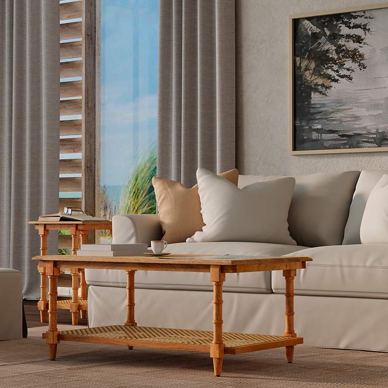 Image 5 Chesterfield 42" Wide Natural Wood and Cane Coffee Table more views