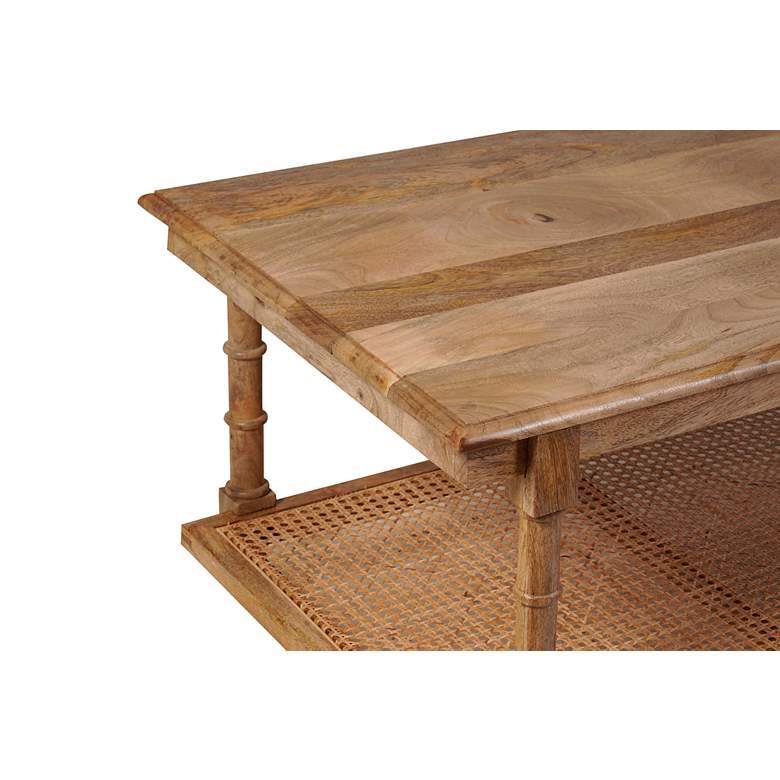 Image 6 Chesterfield 42" Wide Natural Wood and Cane Coffee Table more views