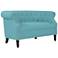 Chesterfield 54" Wide Turquoise Blue Linen Tufted Loveseat