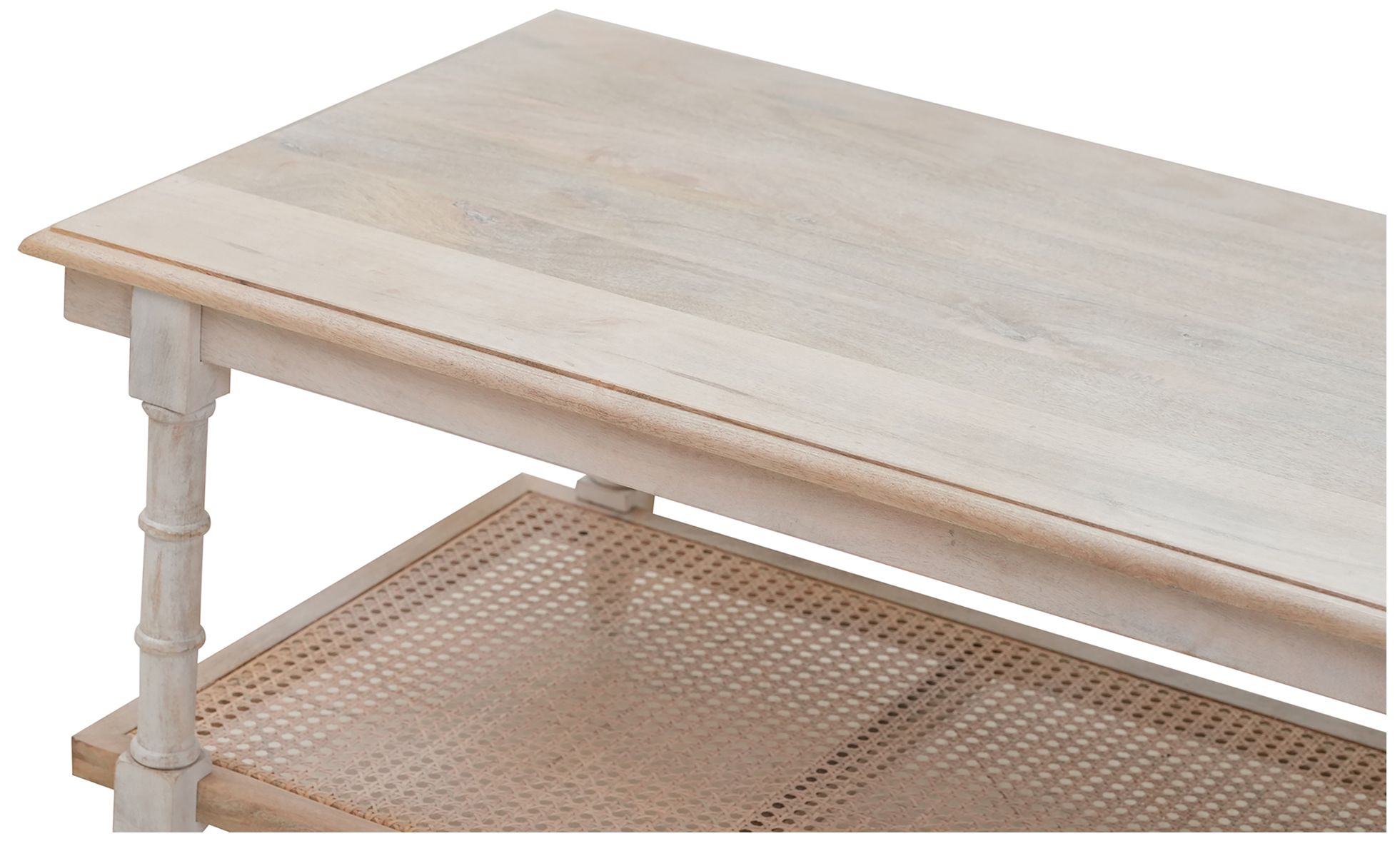 Image 2 Chesterfield Whitewash Wood & Cane Coffee Table more views