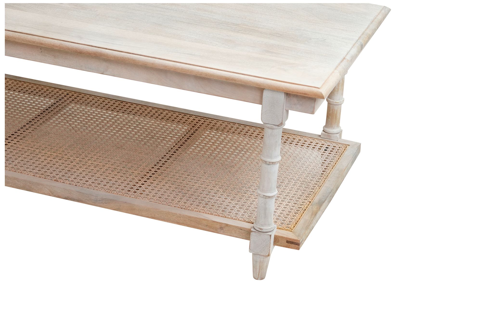 Image 3 Chesterfield Whitewash Wood & Cane Coffee Table more views
