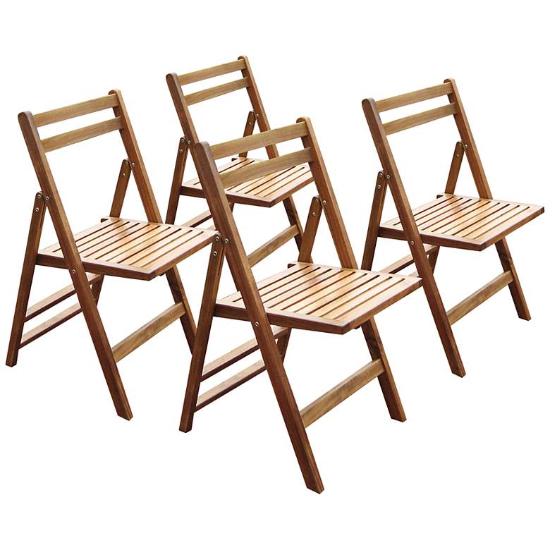 Image 1 Chesterland Acacia Outdoor Folding Dining Chair Set of 4
