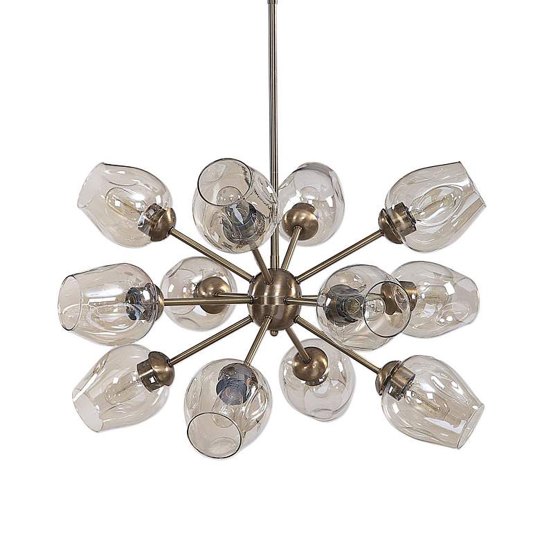 Image 3 Chet 33" Wide Antique Brass 12-Light Sputnik Chandelier more views