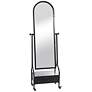 1_Cheval Black 26" x 73" Floor Mirror with Storage Drawer