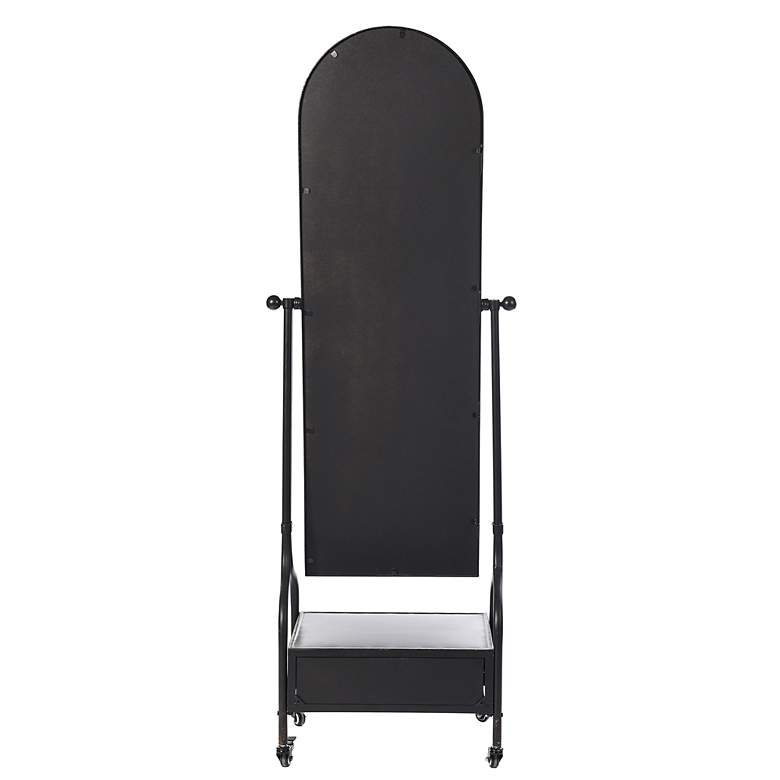 Image 2 Cheval Black 26" x 73" Floor Mirror with Storage Drawer more views