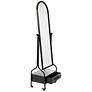 4_Cheval Black 26" x 73" Floor Mirror with Storage Drawer more views