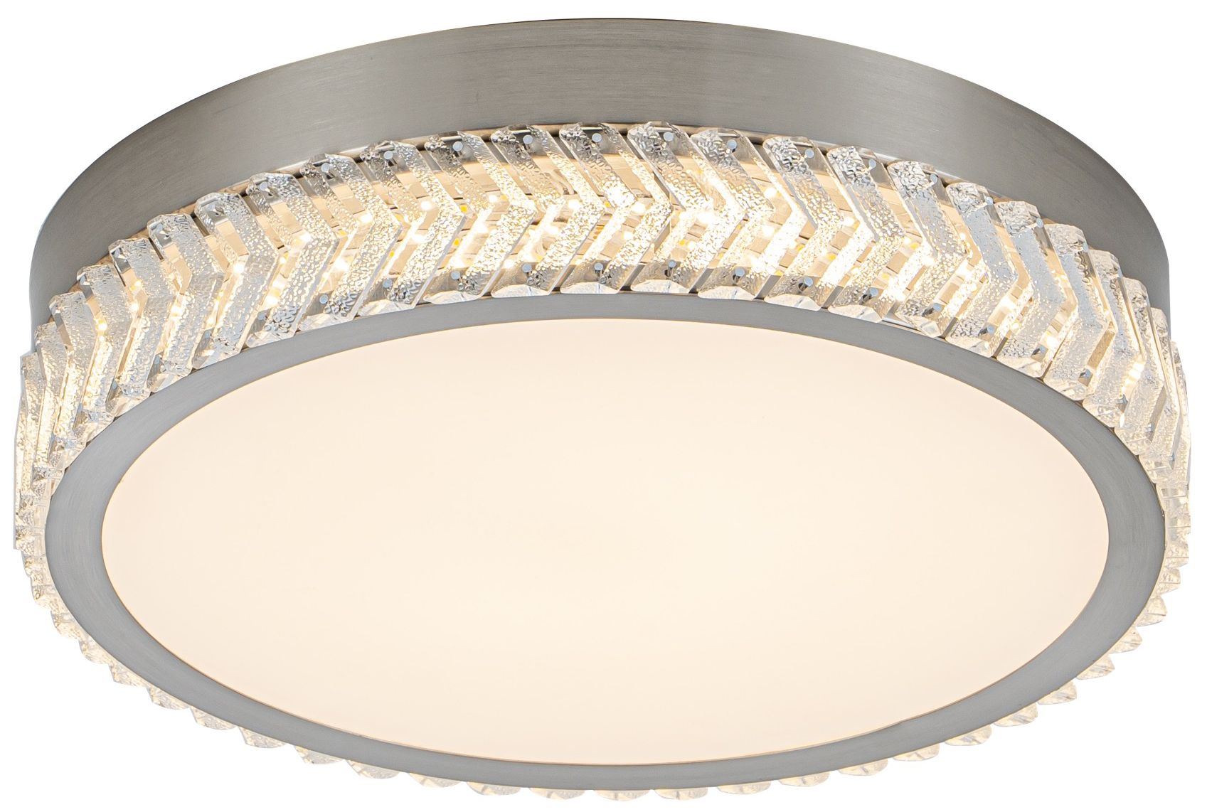 Image 2 Chevron 16" Wide Brushed Nickel Flush-Mount more views