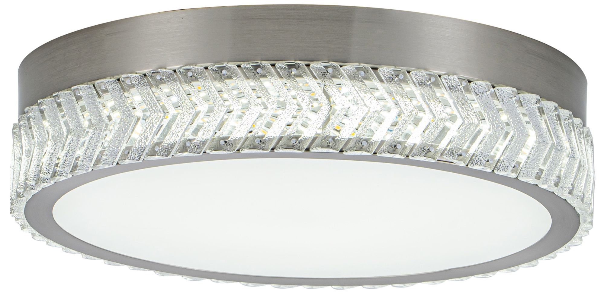 Image 3 Chevron 16" Wide Brushed Nickel Flush-Mount more views