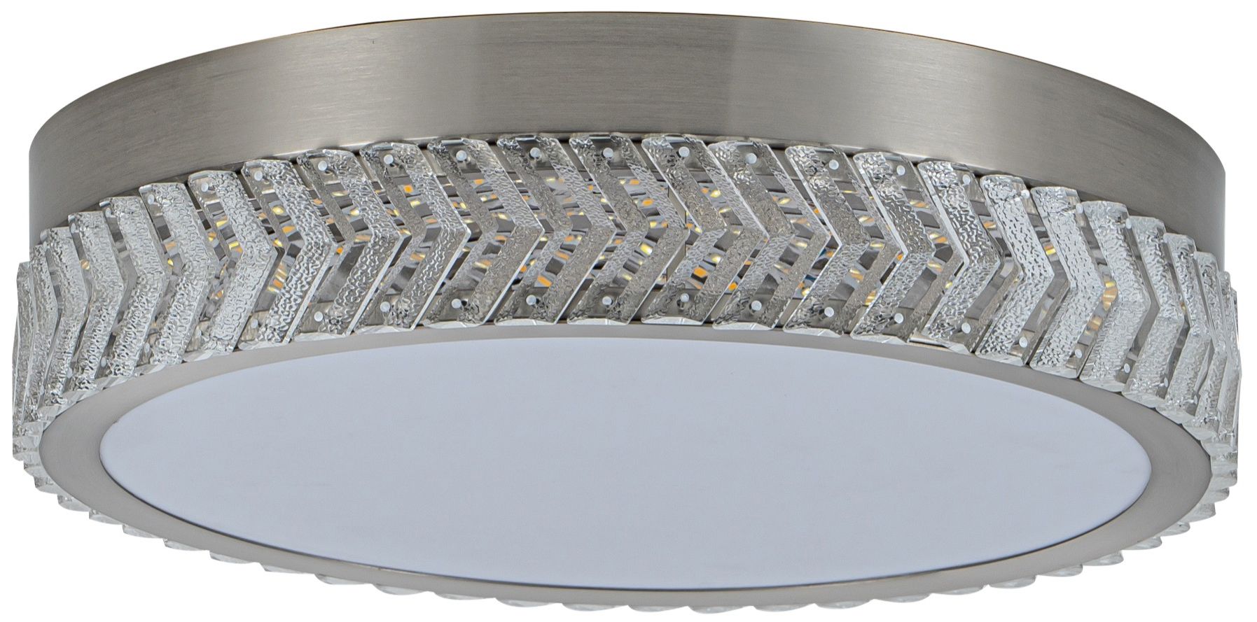 Image 4 Chevron 16" Wide Brushed Nickel Flush-Mount more views
