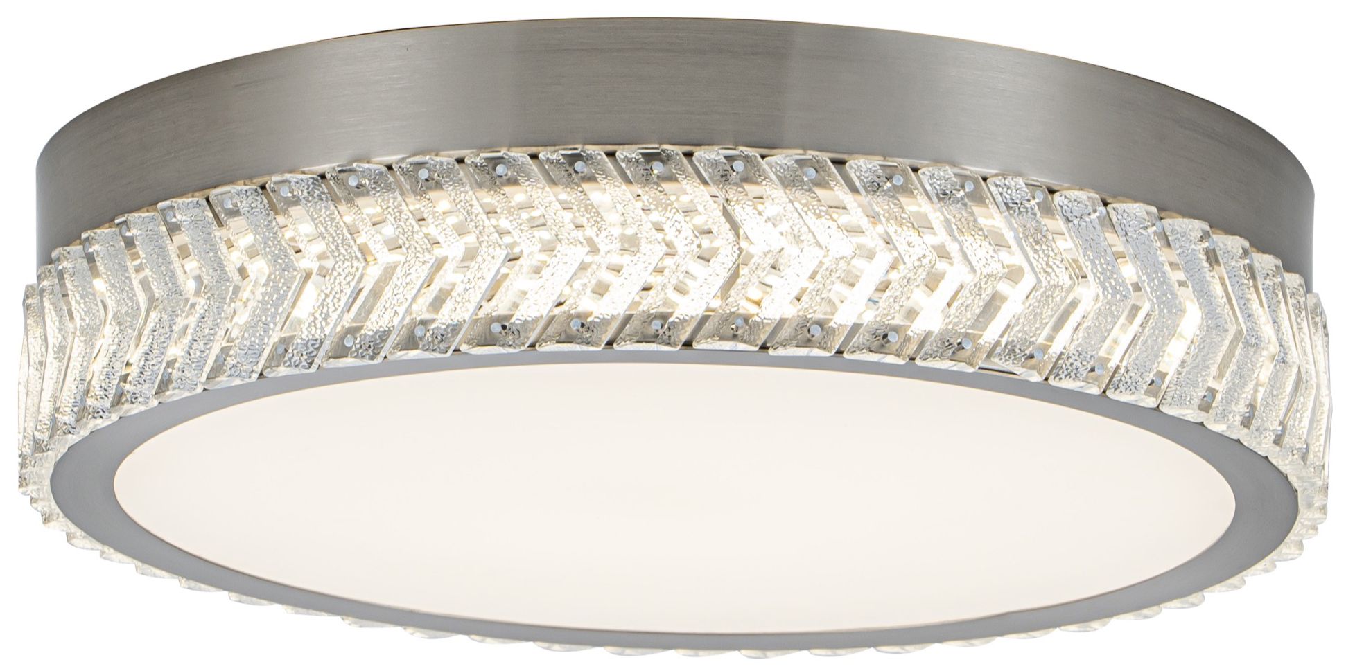 Image 5 Chevron 16" Wide Brushed Nickel Flush-Mount more views