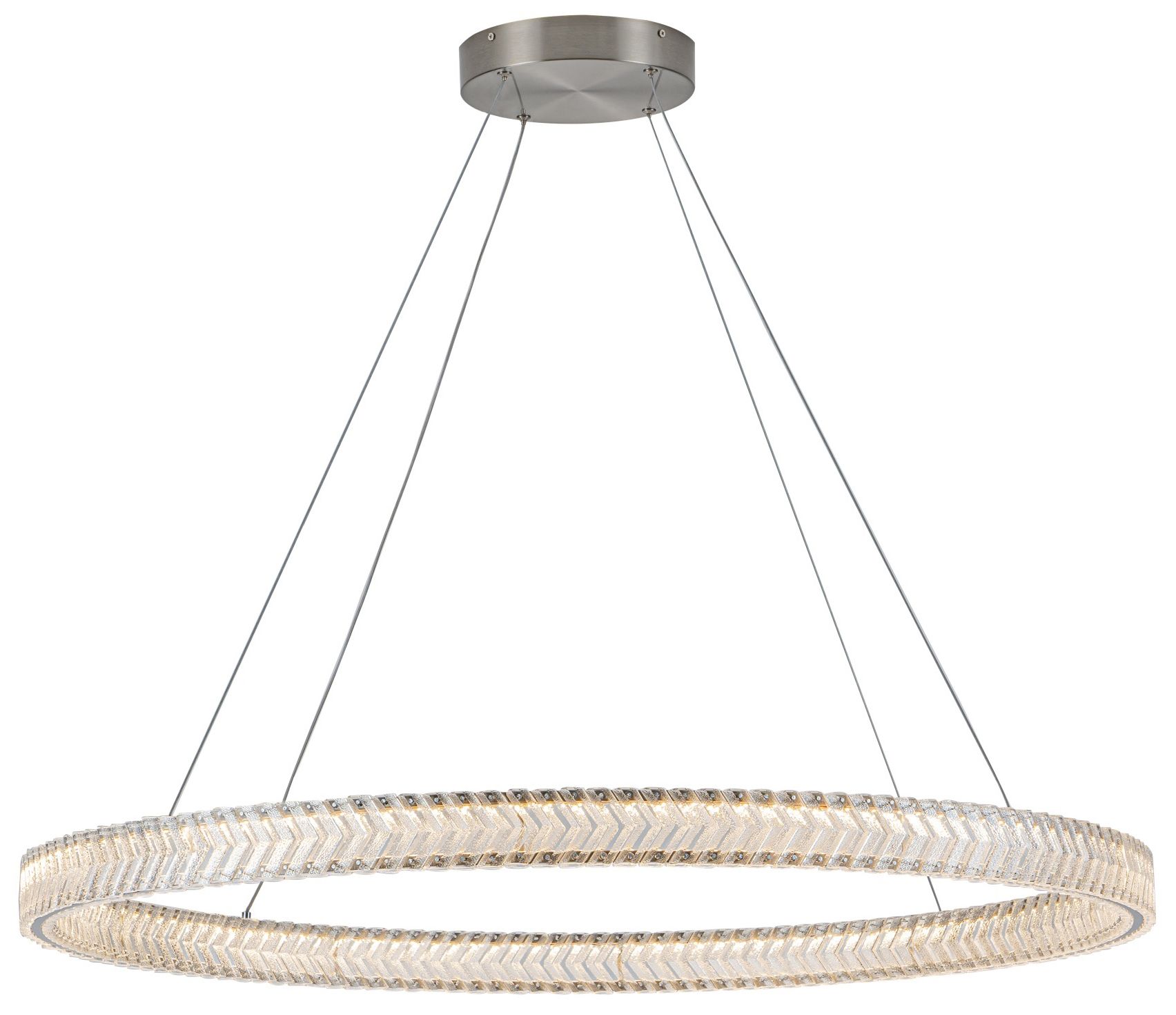 Image 3 Chevron 39" Wide Brushed Nickel Pendant more views