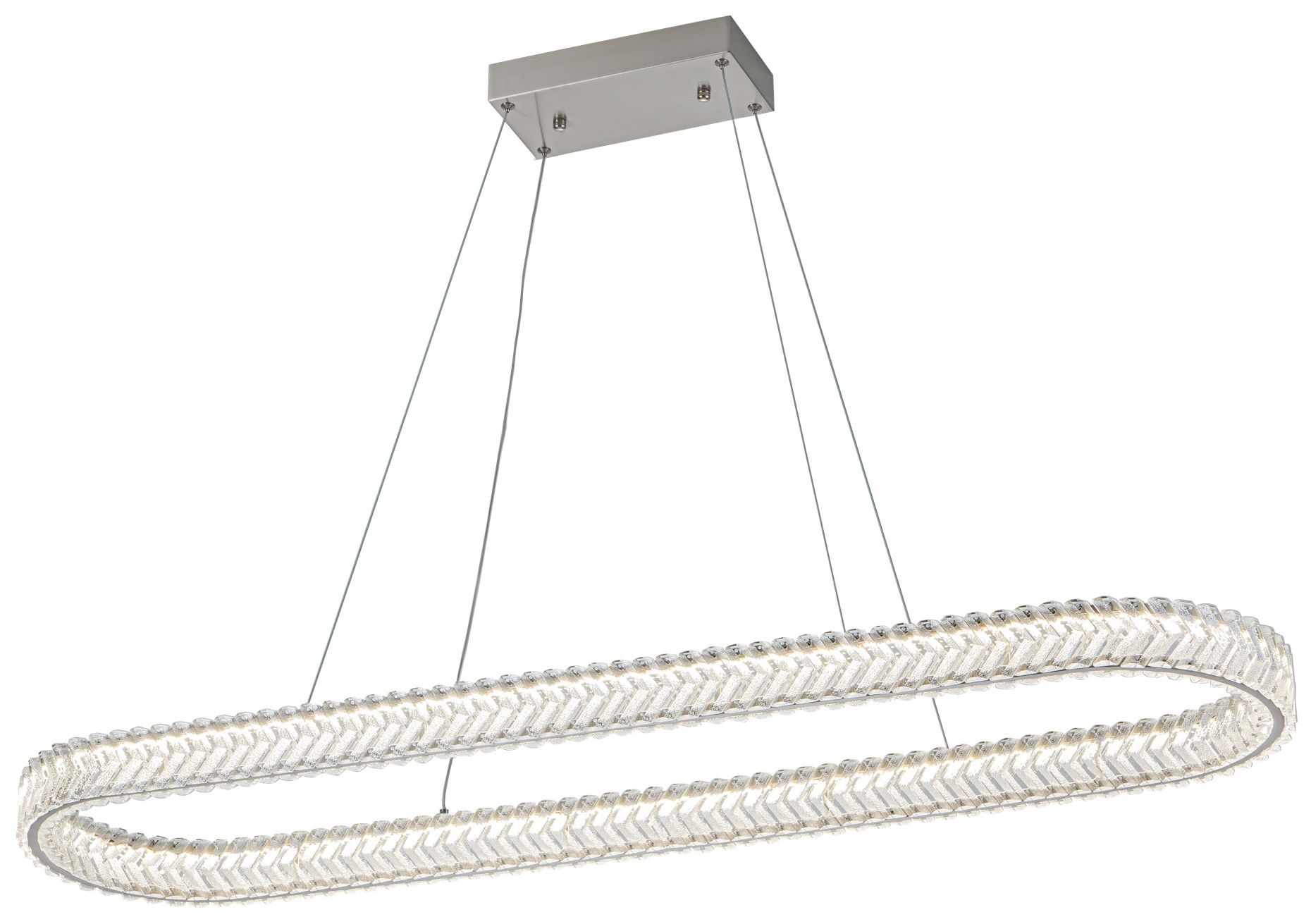 Chevron 47" Wide Brushed Nickel Pendant