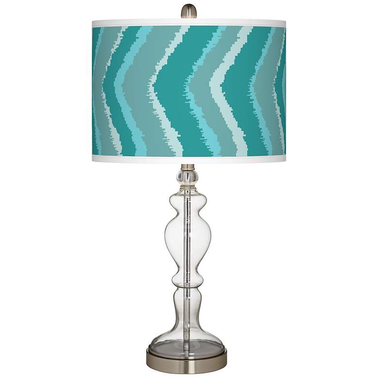 Image 1 Chevron Ikat Teal Giclee Apothecary Clear Glass Table Lamp