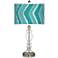 Chevron Ikat Teal Giclee Apothecary Clear Glass Table Lamp