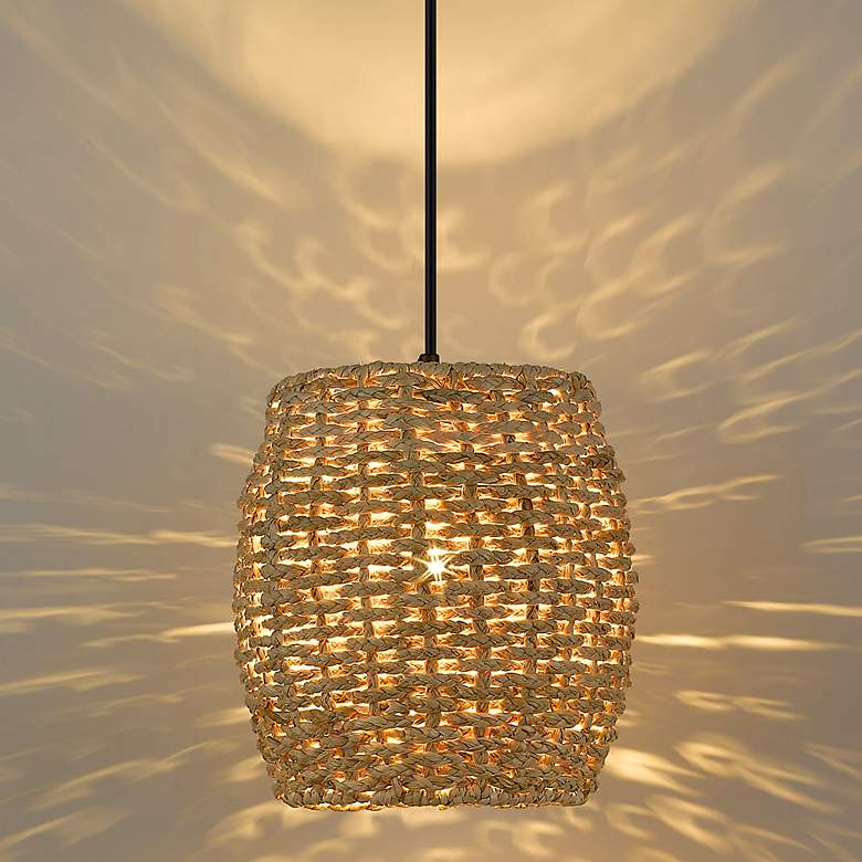 Image 2 Cheyanne 10" Wide Black Corn Rope Mini Pendant