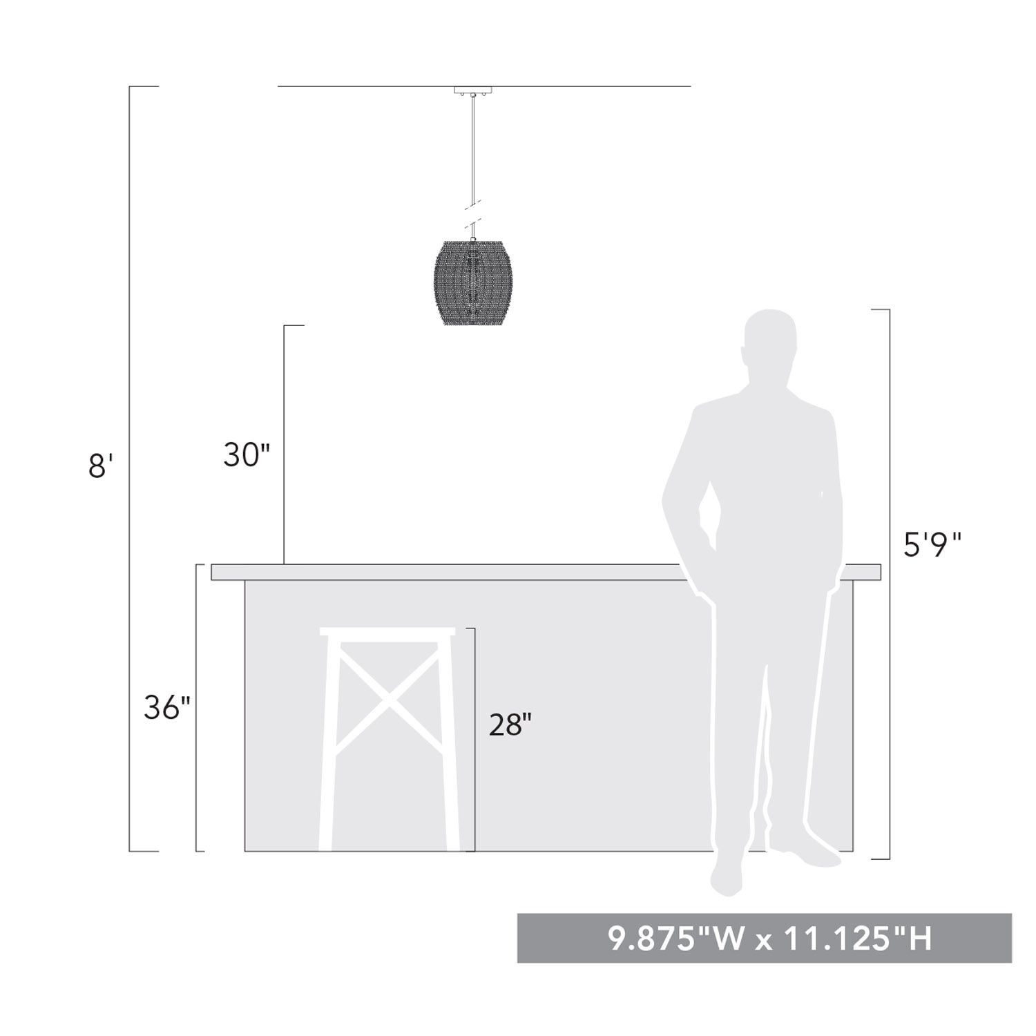 Cheyanne 10" Wide Black Corn Rope Mini Pendant in scene