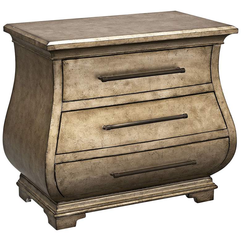 Image 1 Chiana Antiqued Champagne Silver Leaf 3-Drawer Accent Chest