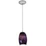 Chianti - E26 LED Cord Pendant - Brushed Steel Finish - Purple Swirl Glass