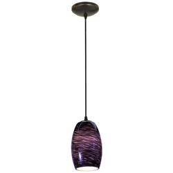 Chianti Glass Pendant - Cord - Oil Rubbed Bronze Finish, Purple Swirl Glass