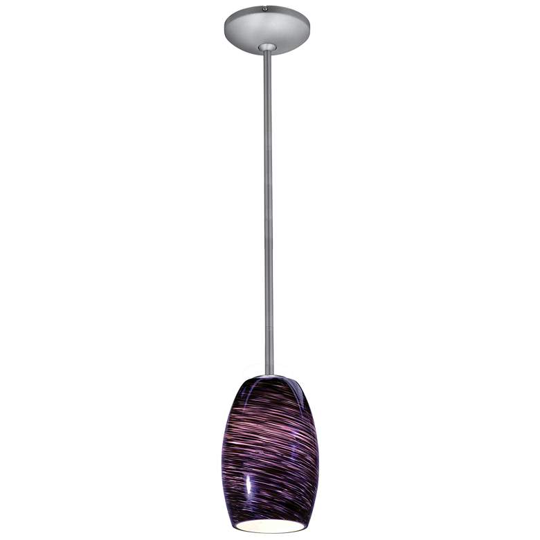 Image 1 Chianti Glass Pendant - Rods - Brushed Steel Finish - Purple Swirl Glass