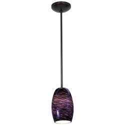 Chianti Glass Pendant - Rods - Oil Rubbed Bronze Finish, Purple Swirl Glass