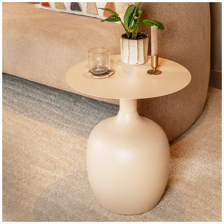 Image 1 Chic Metal Round Side Table, Cream