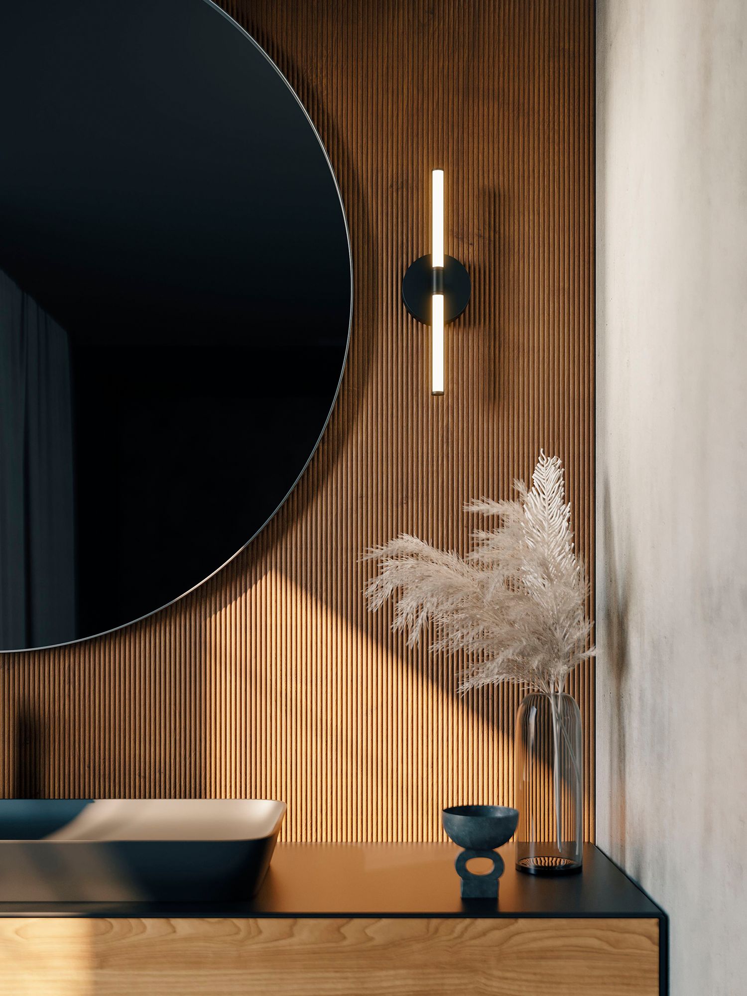 Image 2 Chicago 17" Wide Black 20W LED Vanity Light with White Acrylic Shade more views