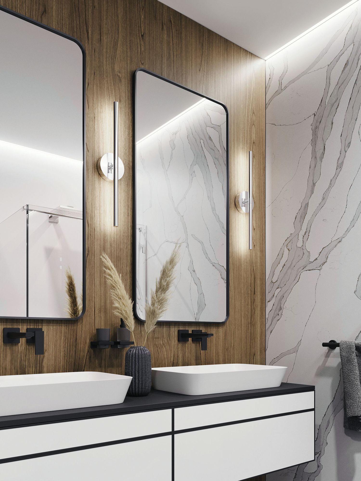 Image 2 Chicago 24"W Polished Chrome 30W LED Vanity Light w/ White Acrylic Sha more views