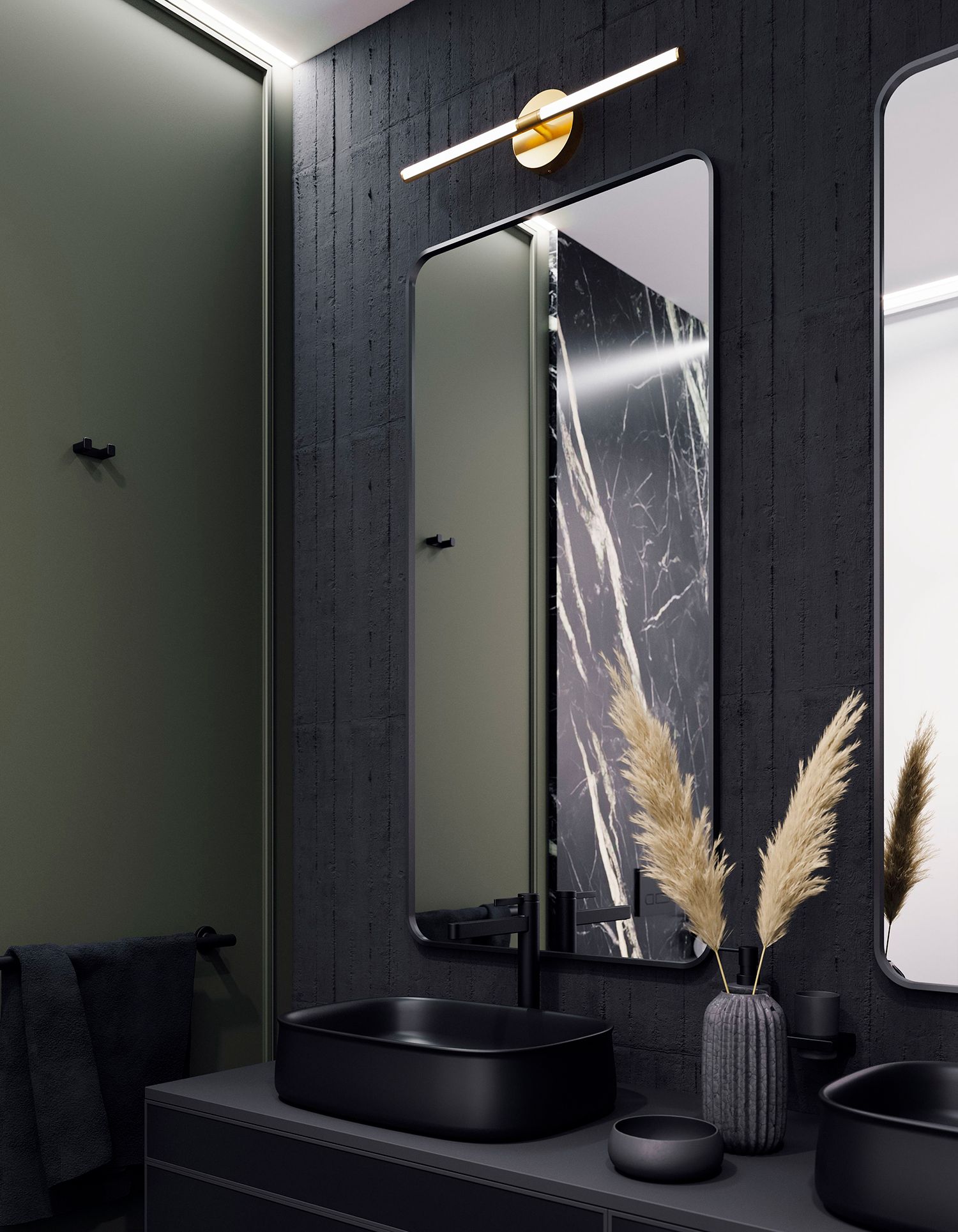 Image 2 Chicago 24"W Antique Brass 30W LED Vanity Light w/ White Acrylic Shade more views