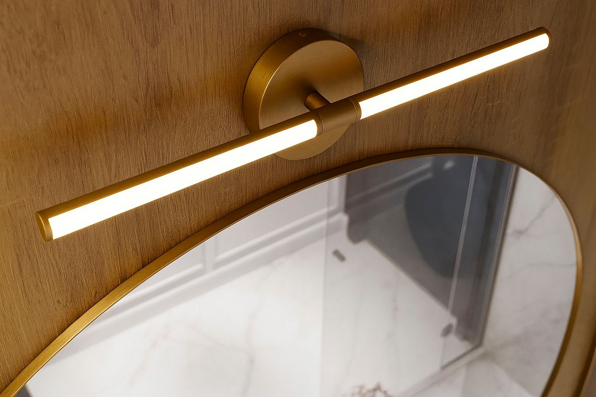 Image 3 Chicago 24"W Antique Brass 30W LED Vanity Light w/ White Acrylic Shade more views