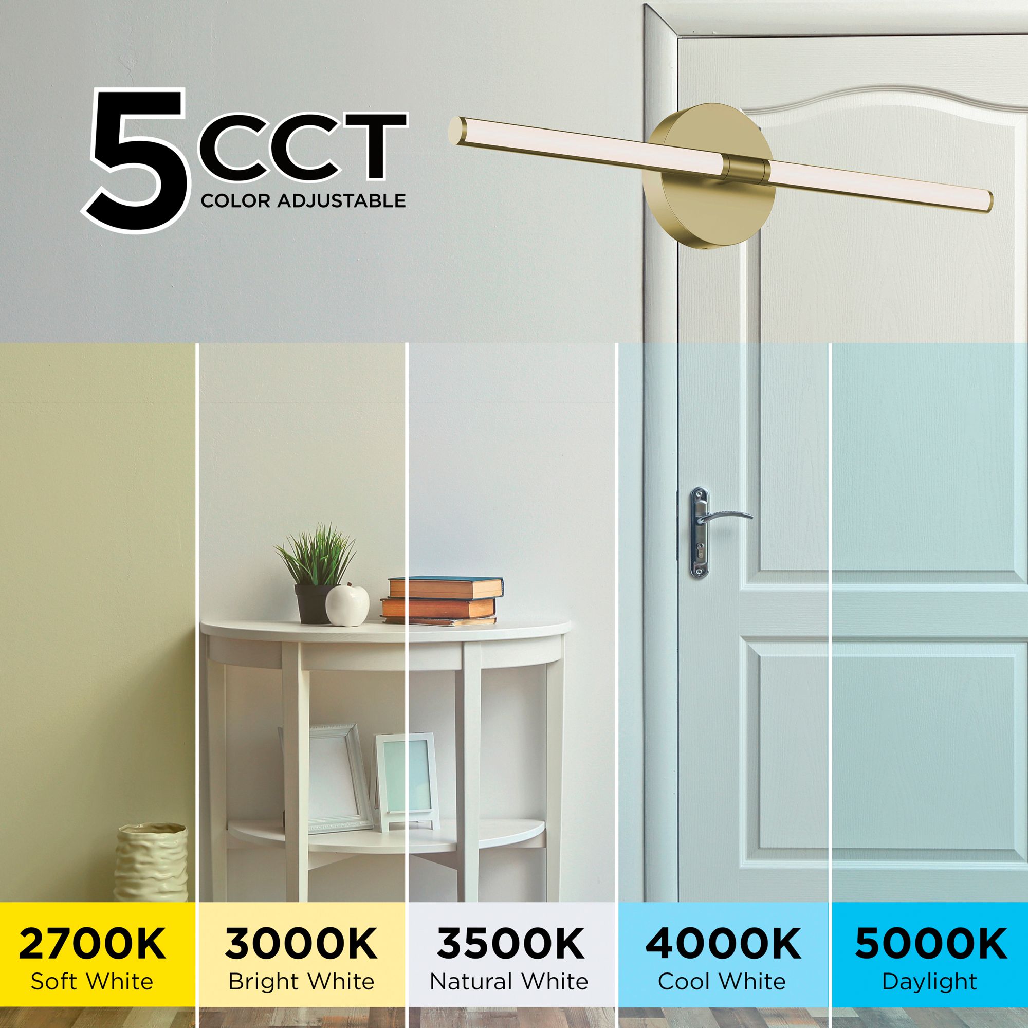 Image 5 Chicago 24"W Antique Brass 30W LED Vanity Light w/ White Acrylic Shade more views