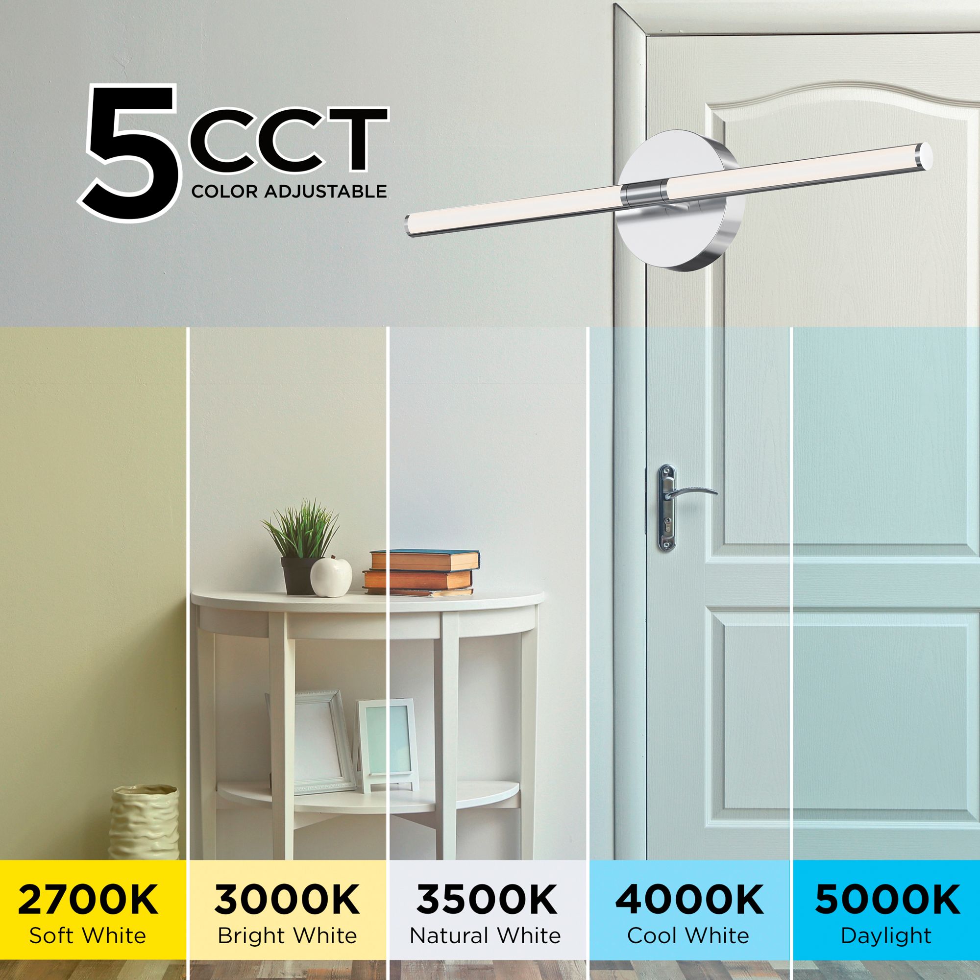 Image 5 Chicago 24"W Polished Chrome 30W LED Vanity Light w/ White Acrylic Shade more views