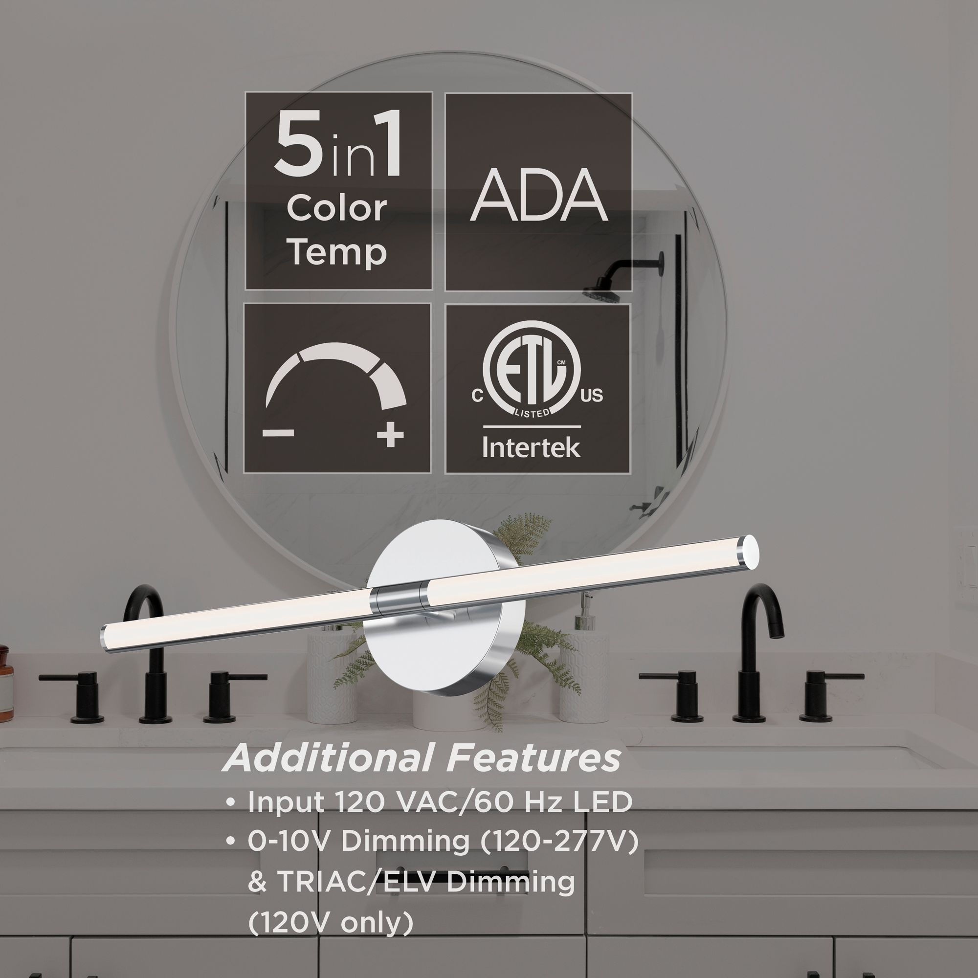 Image 6 Chicago 24"W Polished Chrome 30W LED Vanity Light w/ White Acrylic Shade more views