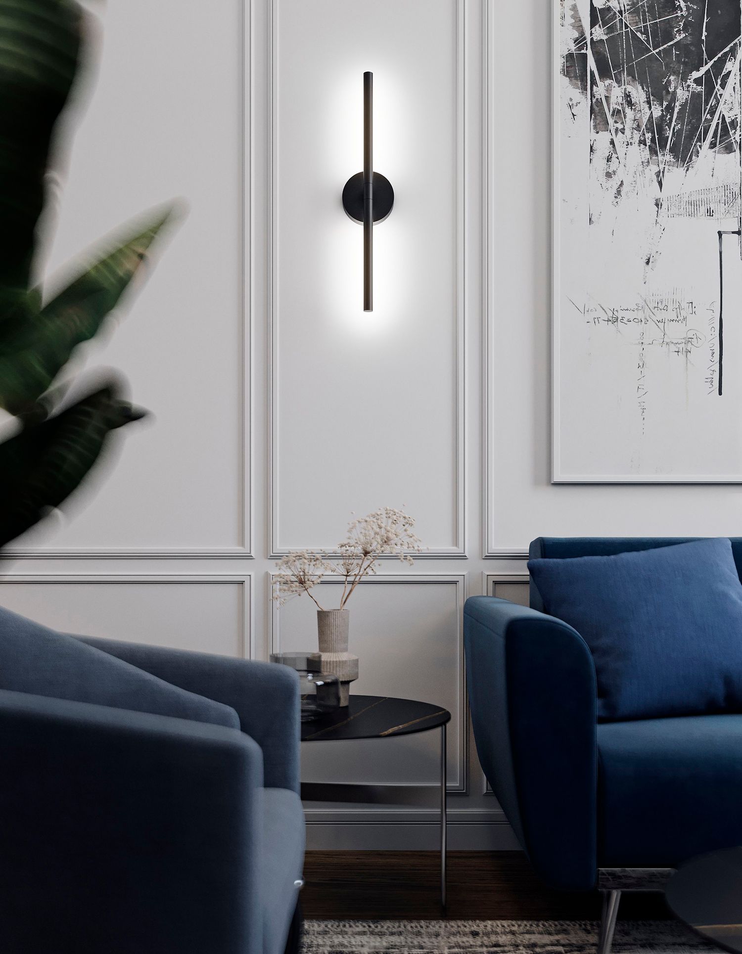 Image 2 Chicago 24" Wide Black 30W LED Vanity Light with White Acrylic Shade more views