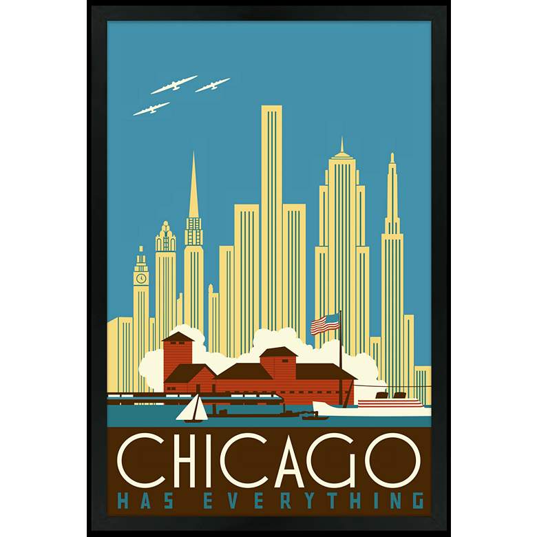 Image 1 Chicago 30 inch High Black Rectangular Giclee Wall Art