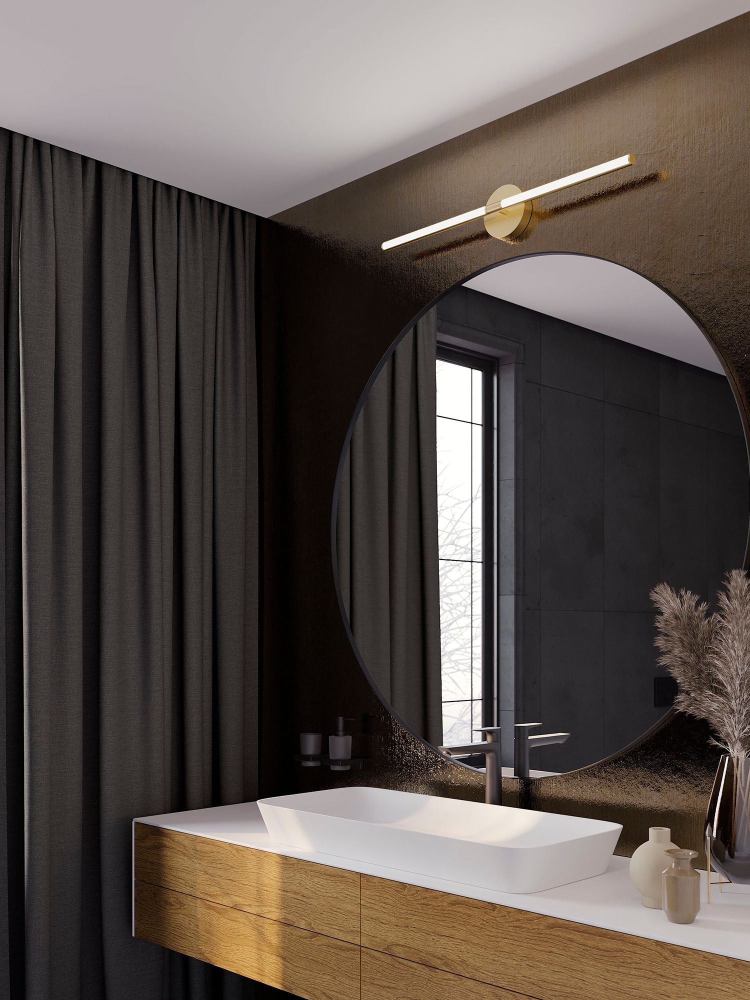 Image 2 Chicago 32"W Antique Brass 40W LED Vanity Light w/ White Acrylic Shade more views