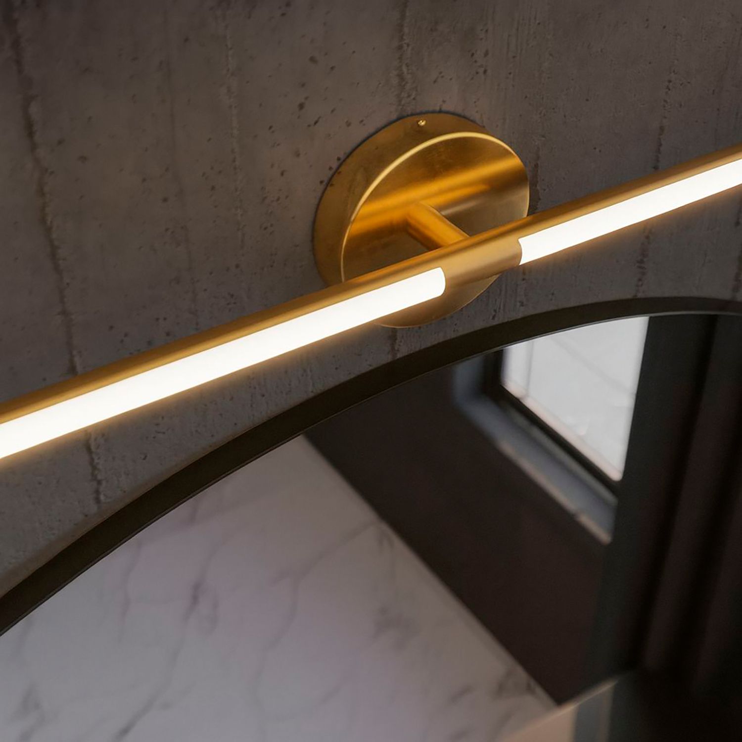 Image 3 Chicago 32"W Antique Brass 40W LED Vanity Light w/ White Acrylic Shade more views