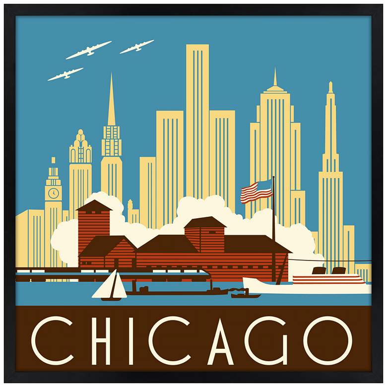 Image 1 Chicago II 21 inch Square Black Giclee Wall Art