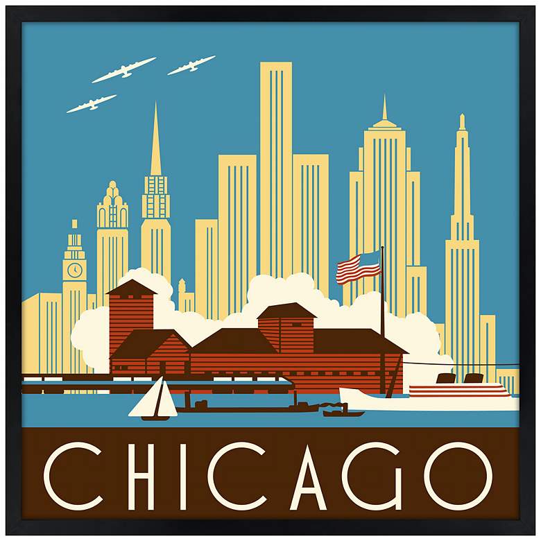 Chicago II 21&quot; Square Black Giclee Wall Art