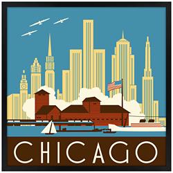 Chicago II 31&quot; Square Black Giclee Wall Art