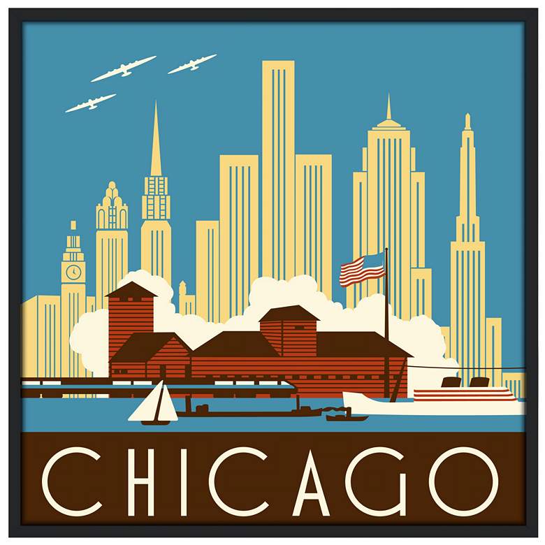 Image 1 Chicago II 37" Square Black Giclee Wall Art