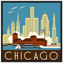 Chicago II 37&quot; Square Black Giclee Wall Art