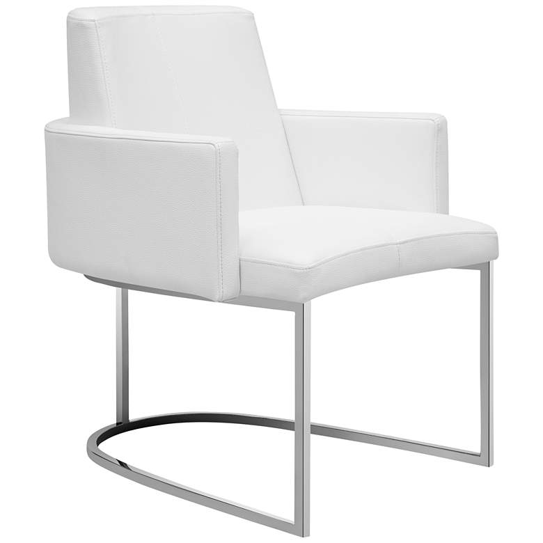 Image 1 Chichi White Faux Leather Dining Armchair