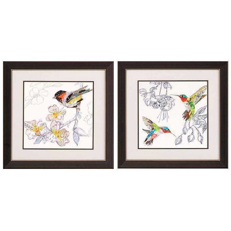 Image 1 Chickadee Hummers 19"W x 19"H Framed Art Set of 2