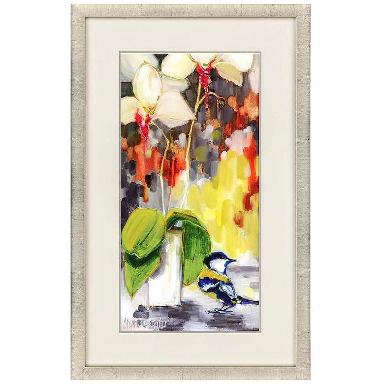 Image 1 Chickadee with Orchid 27"W x 43"H Framed Art