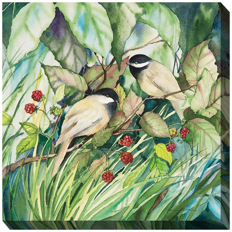 Image 1 Chickadees 24" Square All-Weather Outdoor Canvas Wall Art
