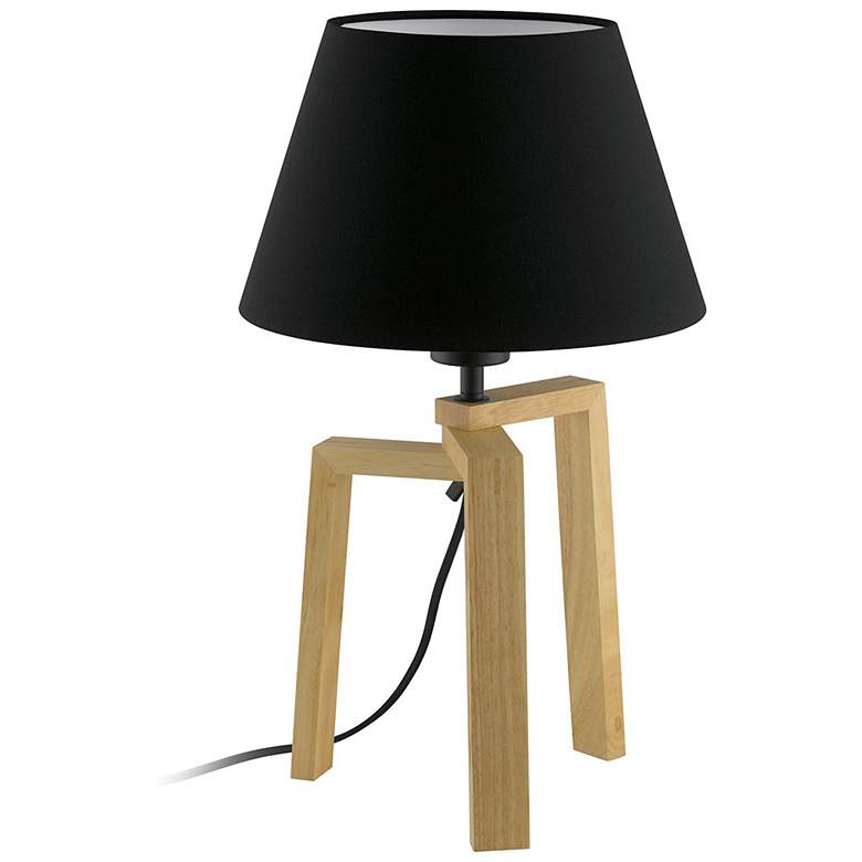 Image 1 Chietino - 1-Light Table Lamp - Wood Finish - Black and White Shade