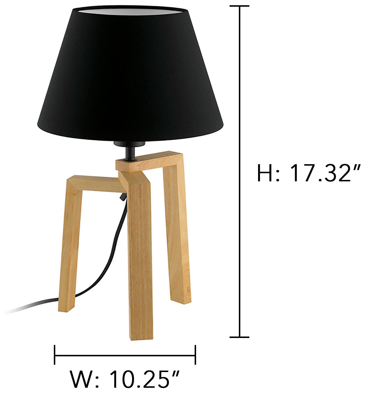 Image 3 Chietino - 1-Light Table Lamp - Wood Finish - Black and White Shade more views
