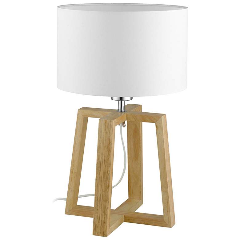Image 1 Chietino - 1-Light Table Lamp - Wood Finish - White Fabric Shade