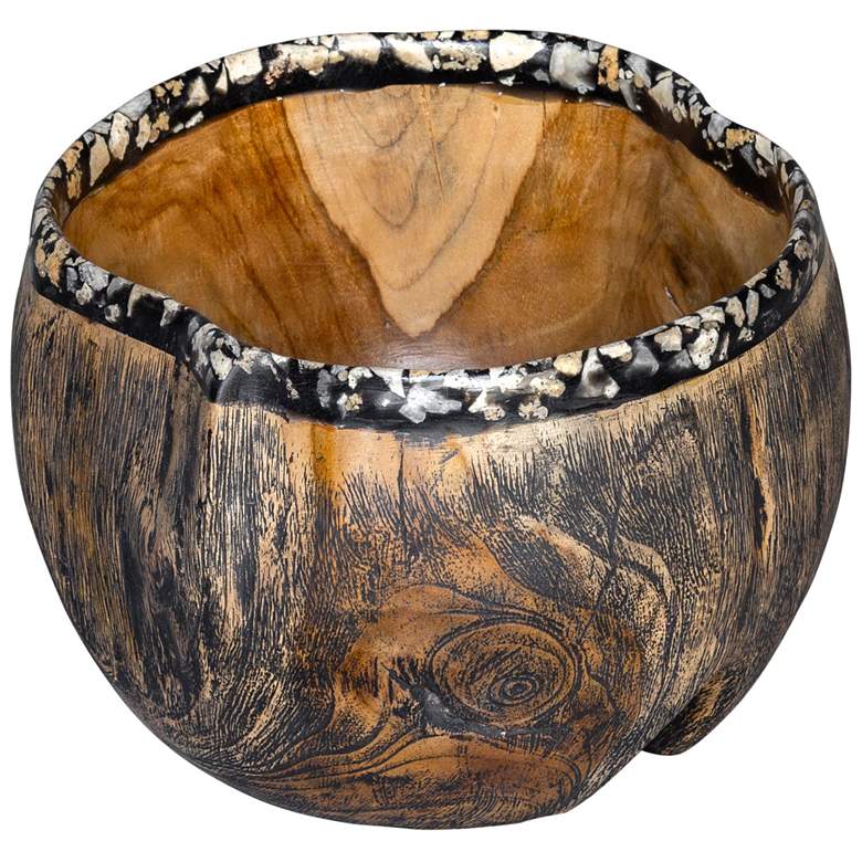 Image 1 Chikasha 10 1/4 inch Wide Natural Teak Wood Decorative Bowl